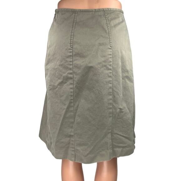 Eddie Bauer Women's Green Khaki Pleated Knee Length A-Line Flared Skirt Size 4 - Picture 3 of 5
